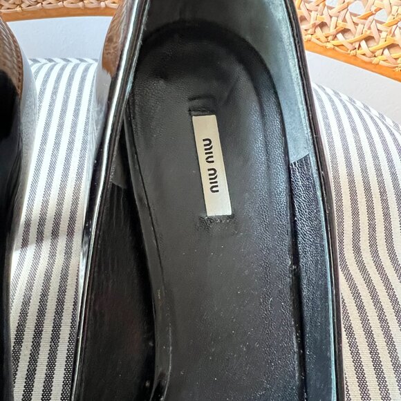 vintage Miu Miu black patent peep toe wedges size 37 Brand New NIB - Picture 4 of 11